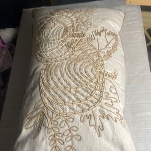 From the Hearth cotton natural hand embroidered pumpkin pillow